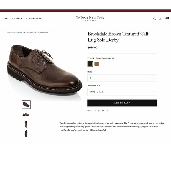 $450 Neiman Marcus TO BOOT NEW YORK 11 M Italian Derby * add $15 new Trees main image 13